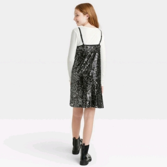 Art Class Black Sequined Lined Slip Dress Size XXL - Picture 3 of 9